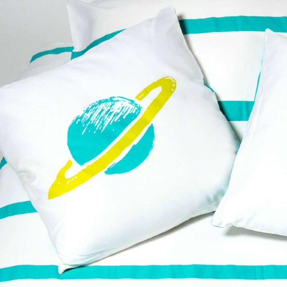KIDS BEDDING ORGANIC COTTON PLANET PILLOW